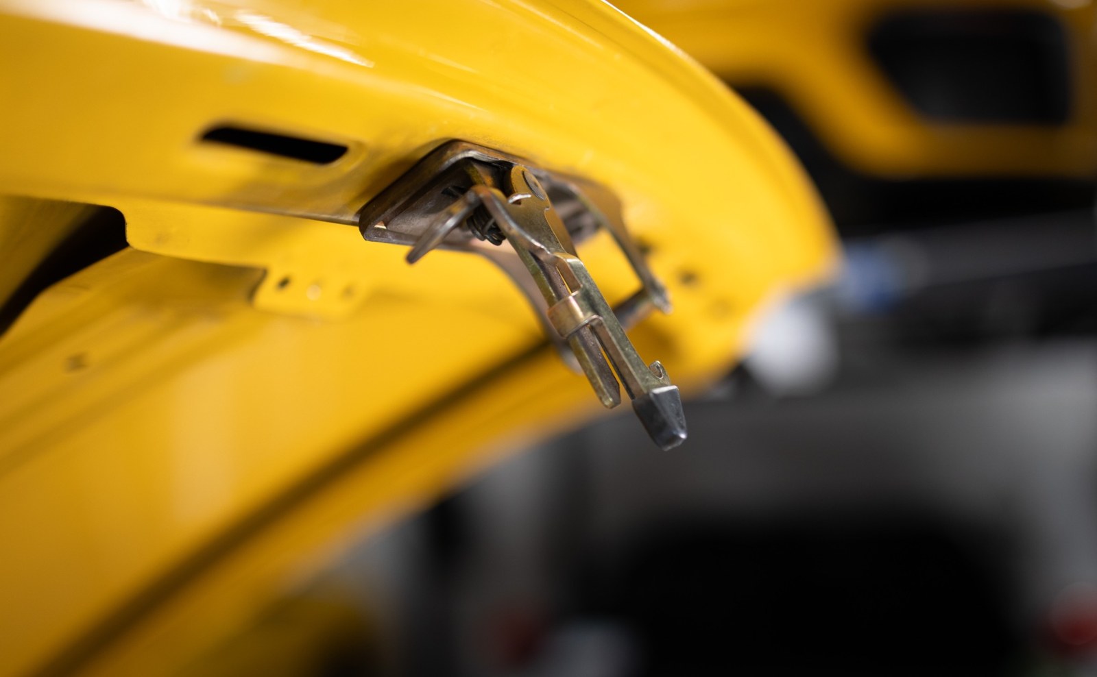 Porsche 968 hood latch mechanical detail